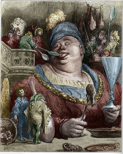 法国作家弗朗索瓦-拉伯雷（Francois Rabelais，1494-1553）小说中的加尔冈图亚角色。古斯塔夫-多雷（1832-1883）的插图。 作者 古斯塔夫·多尔（Gustave Dore）