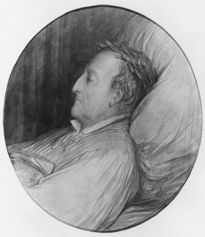 Gioacchino Rossini临终前，1868年（纸上的木炭和水粉亮点） 作者 古斯塔夫·多尔（Gustave Dore）