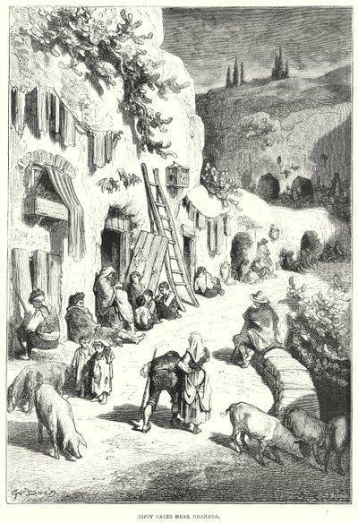 格拉纳达附近的吉普赛人洞穴（雕刻） 作者 古斯塔夫·多尔（Gustave Dore）