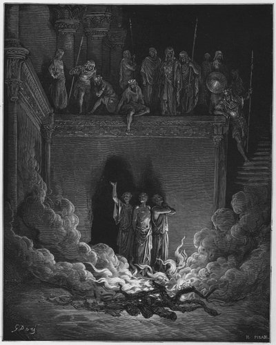 古斯塔夫多尔圣经：Shadrach，Meshach和Abed-Nego在火炉中 作者 古斯塔夫·多尔（Gustave Dore）