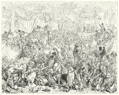 古斯塔夫·多尔 (Gustave Dore) 的《堂吉诃德》：“堂吉诃德在卡马乔和基特里亚的婚礼上的到来”（版画） 作者 古斯塔夫·多尔（Gustave Dore）