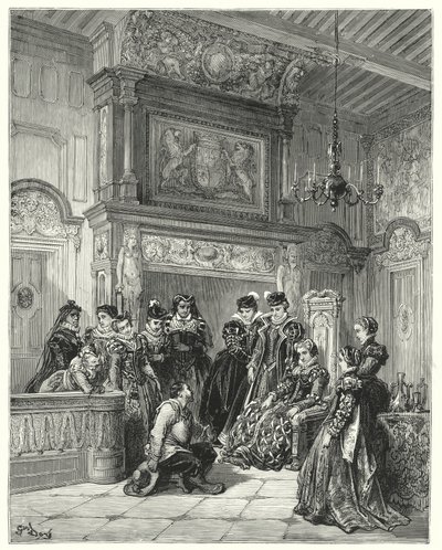 古斯塔夫·多尔 (Gustave Dore) 的《唐吉诃德》：“应公爵夫人的要求，他非常忠实地讲述了已故的假装结界的整个段落”（版画） 作者 古斯塔夫·多尔（Gustave Dore）