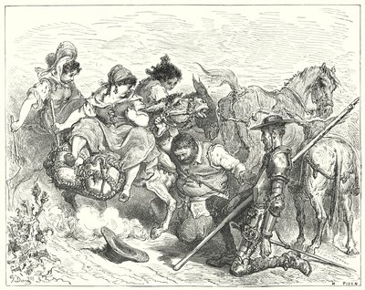 Gustave Dores Don Quixote: "Don Quixote gazed with dubious and disconsolate eyes on the creature whom Sancho called queen and lady" (engraving) 作者 古斯塔夫·多尔（Gustave Dore）