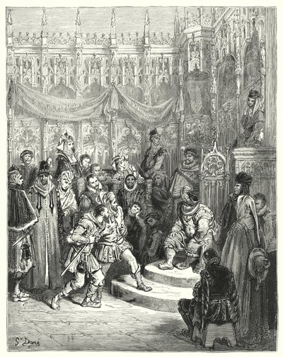 古斯塔夫·多尔 (Gustave Dore) 的《唐吉诃德》：“桑乔·潘萨总督主持正义”（版画） 作者 古斯塔夫·多尔（Gustave Dore）