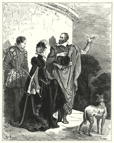 古斯塔夫·多尔 (Gustave Dore) 的《唐吉诃德》：“他让公爵和公爵夫人了解他的感情，并请求他们离开”（版画） 作者 古斯塔夫·多尔（Gustave Dore）