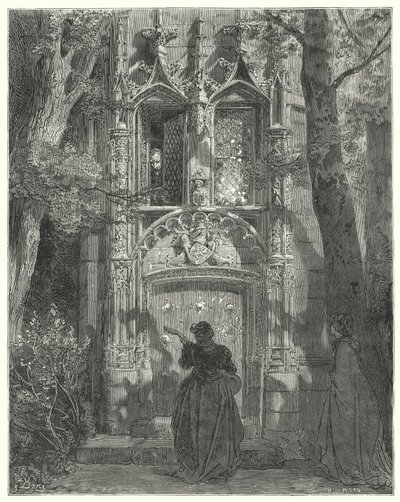 古斯塔夫·多尔 (Gustave Dore) 的《唐吉诃德》：“求爱的少女在这里结束了她的歌”（版画） 作者 古斯塔夫·多尔（Gustave Dore）