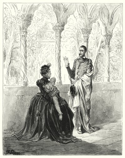 Gustave Dores Don Quixote: "Pray, my Lord Don Quixote, retire, for this poor young creature will not come to herself while you are by" (engraving) 作者 古斯塔夫·多尔（Gustave Dore）