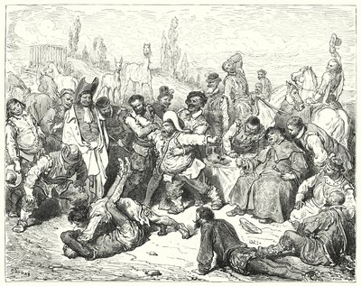Gustave Dores Don Quixote: "Sancho Panza alone was vexed, fretted himself to death, and raved like a madman" (engraving) 作者 古斯塔夫·多尔（Gustave Dore）
