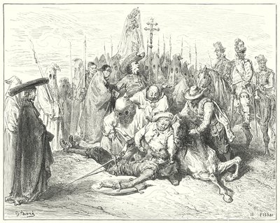 古斯塔夫·多尔 (Gustave Dore) 的唐吉诃德 (Don Quixote)：“乡绅声音中带着可悲的口音，终于把唐吉诃德称为他自己”（版画） 作者 古斯塔夫·多尔（Gustave Dore）