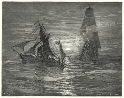 古斯塔夫·多尔 (Gustave Dore) 的《堂吉诃德》：“他们在风中，向我们开了两枪”（版画） 作者 古斯塔夫·多尔（Gustave Dore）