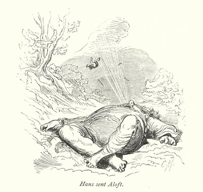 汉斯被送上高空（雕刻） 作者 古斯塔夫·多尔（Gustave Dore）