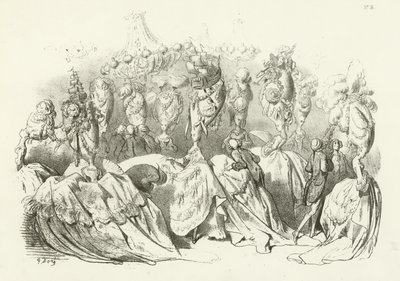 路易十六统治时期的头饰（凹版印刷） 作者 古斯塔夫·多尔（Gustave Dore）