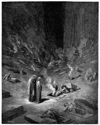 地狱：地狱之城Dis，罗马黑社会之神，1863年 作者 Gustave Dore