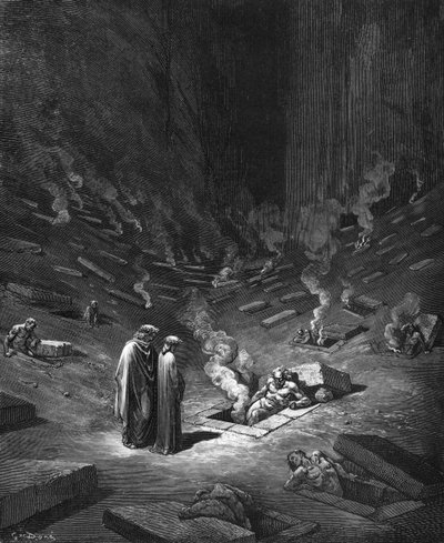 Heresiarchs，来自&39;The Divine Comedy&39;（Inferno）的插图作者：Dante Alighieri（1265-1321）巴黎，1885年出版 作者 Gustave Dore