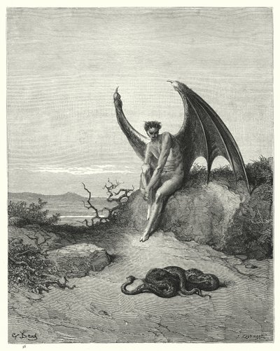Gustave Dore为Miltons Paradise Lost，Book IX，第182,183行所插图 作者 Gustave Dore