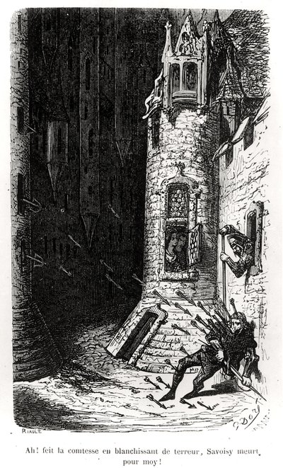 来自&39;Les Contes Drolatiques&39;的插图，作者：Honore de Balzac（1799-1850），由Riault雕刻，1855年 作者 Gustave Dore