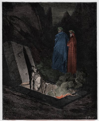 Inferno，Canto 10：来自Uberti的Farinata致Dante，来自Dante Alighieri的“The Divine Comedy”插图，1885年 作者 古斯塔夫·多尔（Gustave Dore）