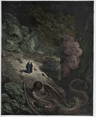 Inferno，Canto 17：Geryon，欺骗的象征，来自Dante Alighieri的“神曲”的插图，1885年 作者 古斯塔夫·多尔（Gustave Dore）