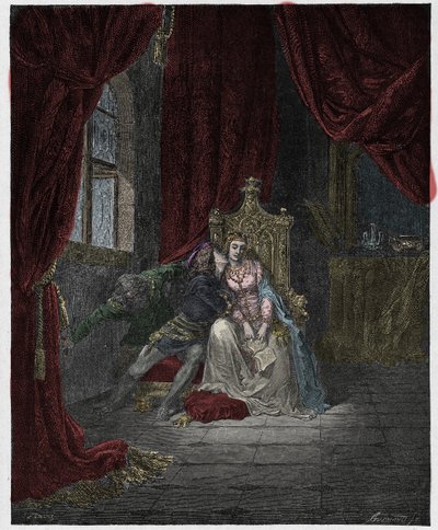 Inferno，Canto 5：Paolo和Francesca，来自Dante Alighieri的“The Divine Comedy”的插图，1885年 作者 古斯塔夫·多尔（Gustave Dore）