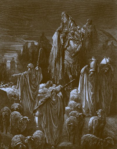 雅各布进入埃及的旅行，由多雷创作 - 圣经 作者 古斯塔夫·多尔（Gustave Dore）