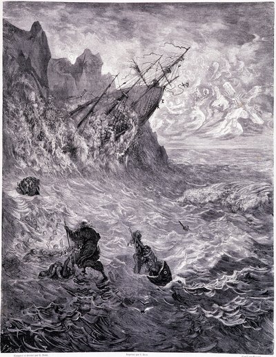 Je traverse les mers... planche X - 古斯塔夫-多雷（1832-1883）为《La legende du Jeif wandering by Pierre Dupont》所作的插图，Librairie du magasin picturesque版，巴黎1862年 作者 古斯塔夫·多尔（Gustave Dore）