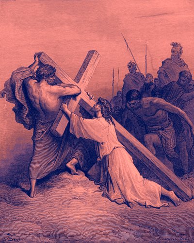 耶稣落在十字架下 - 圣经 作者 古斯塔夫·多尔（Gustave Dore）