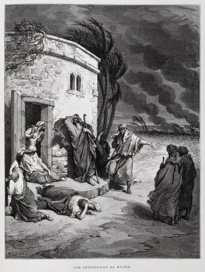 约伯明白了自己的毁灭，插图摘自《多尔圣经 作者 古斯塔夫·多尔（Gustave Dore）