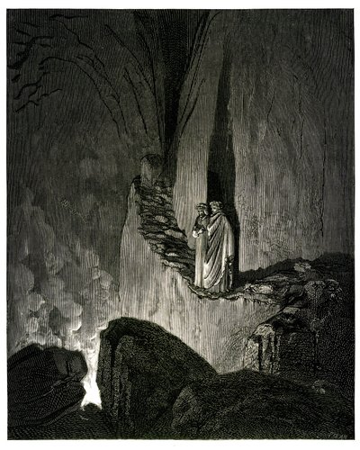 但丁-阿利吉耶里的《地狱》（《神曲》），由古斯塔夫-多尔绘制插图。Hachette 1861 年版。法文译者：皮埃尔-安杰洛-菲奥伦蒂诺。看到我如此渴望的 E