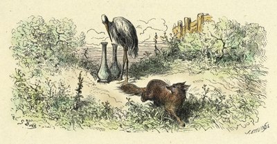 狐狸和鹳（1861-1868 年雕刻） 作者 古斯塔夫·多尔（Gustave Dore）