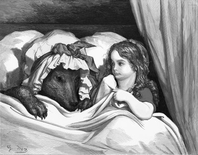 小红帽，古斯塔夫-多雷的版画。 作者 古斯塔夫·多尔（Gustave Dore）
