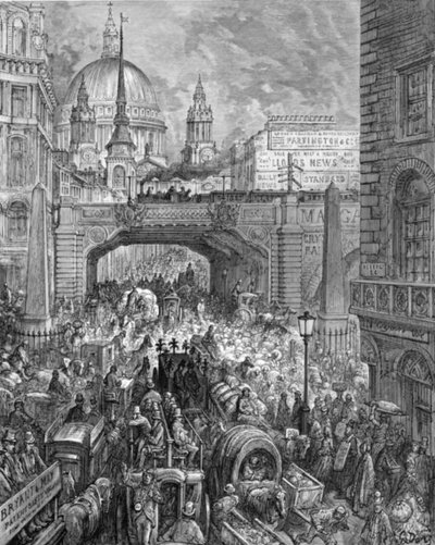 路德盖特山--街上的一个街区》，1872年。   作者 古斯塔夫·多尔（Gustave Dore）
