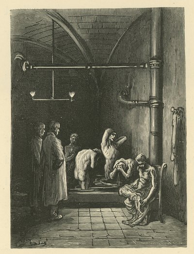 男人们在避难所的浴室里洗澡 作者 古斯塔夫·多尔（Gustave Dore）