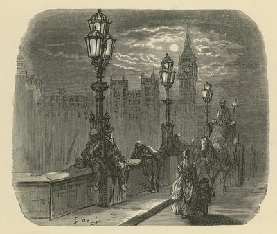 威斯敏斯特桥上的人和车厢 作者 古斯塔夫·多尔（Gustave Dore）