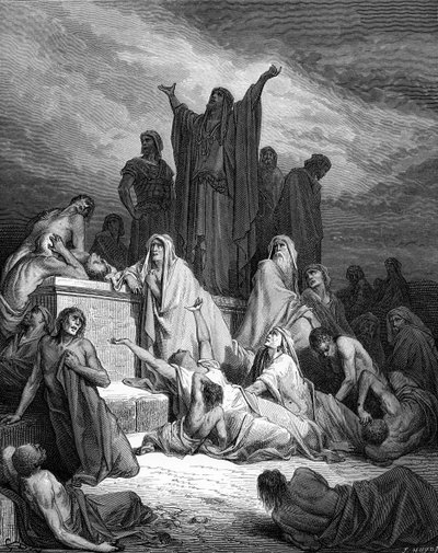 耶路撒冷的瘟疫，多雷的雕刻作品。- 圣经 作者 古斯塔夫·多尔（Gustave Dore）