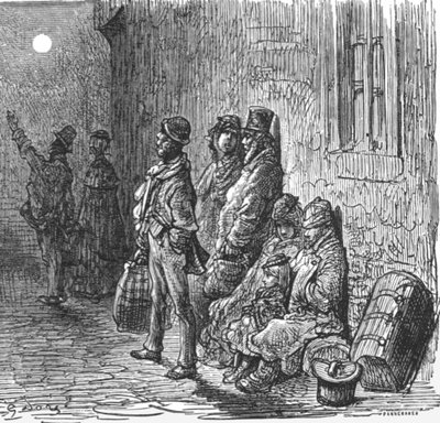 寻找住处的普通人》，1872年。    作者 Gustave Dore