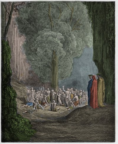 Purgatorio，Canto 24：贪吃的灵魂在树下哭泣，来自Dante Alighieri的“神曲”的插图，1885年 作者 古斯塔夫·多尔（Gustave Dore）
