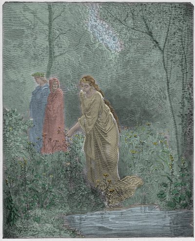 Purgatorio，Canto 27：Dante在草地上的Leah的梦想，来自Dante Alighieri的“神曲”的插图，1885年 作者 古斯塔夫·多尔（Gustave Dore）