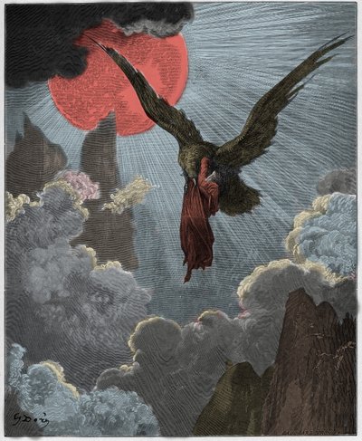 Purgatorio，Canto 9：Dante，在梦中，被一只老鹰带走，来自Dante Alighieri的“The Divine Comedy”的插图，1885年 作者 古斯塔夫·多尔（Gustave Dore）