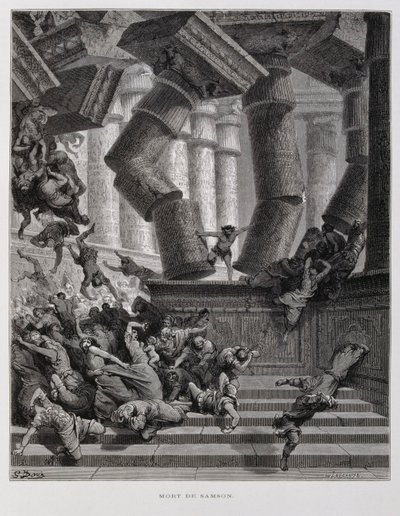 参孙摧毁巴力神庙，《多尔圣经》插图 作者 古斯塔夫·多尔（Gustave Dore）