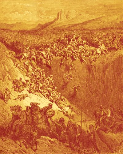 参孙用驴的下巴骨杀死非利士人，由多雷创作 - 圣经 作者 古斯塔夫·多尔（Gustave Dore）