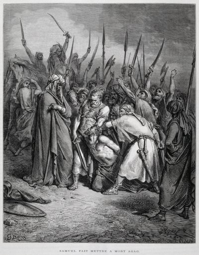 塞缪尔杀死亚甲，多尔圣经插图 作者 古斯塔夫·多尔（Gustave Dore）