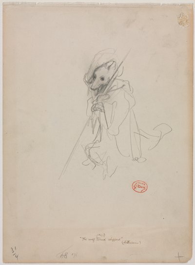 狼变牧羊人 "草图（右图） 作者 古斯塔夫·多尔（Gustave Dore）