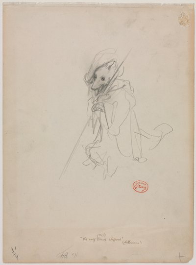 狼变身牧羊人的素描，c。 1868年。 作者 古斯塔夫·多尔（Gustave Dore）