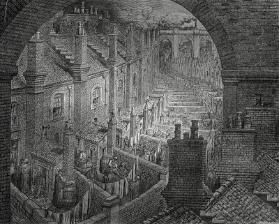 伦敦的贫民窟，古斯塔夫-多雷（1832-1883）的雕刻作品 作者 Gustave Dore