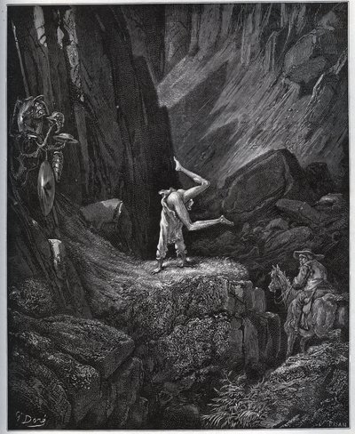 堂吉诃德在莫雷纳山脉的杂技忏悔--出自米格尔-塞万提斯（1547-1616）的《堂吉诃德》（《堂吉诃德》）--根据古斯塔夫-多雷的画作绘制的木刻作品 作者 古斯塔夫·多尔（Gustave Dore）