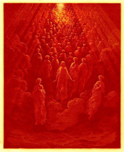 The Angels in the Planet Mercury，来自“The Dore Gallery”的插图，出版于 1890 年（数字增强图像） 作者 古斯塔夫·多尔（Gustave Dore）