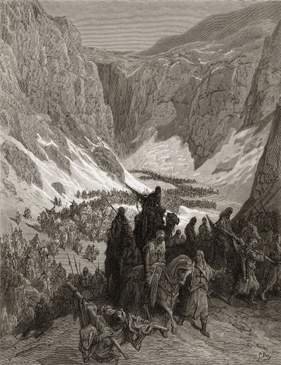 Judea山区的基督教军队，JF的“Bibliotheque des Croisades”插图。 Michaud，1877（litho） 作者 古斯塔夫·多尔（Gustave Dore）