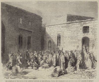 在Deir-el-Kamar的美国部长之家的庭院，基督徒在哪里？ 作者 古斯塔夫·多尔（Gustave Dore）