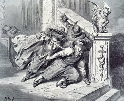 蓝胡子之死，查尔斯·佩罗（1628-1703）1893年的“蓝胡子”插图 作者 古斯塔夫·多尔（Gustave Dore）
