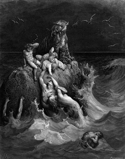 大洪水》，1866年。   作者 古斯塔夫·多尔（Gustave Dore）